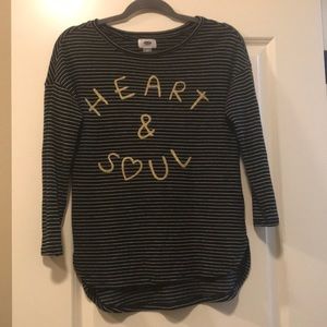 Old Navy “Heart and Soul” 3/4 sleeve girls top in size XL 14